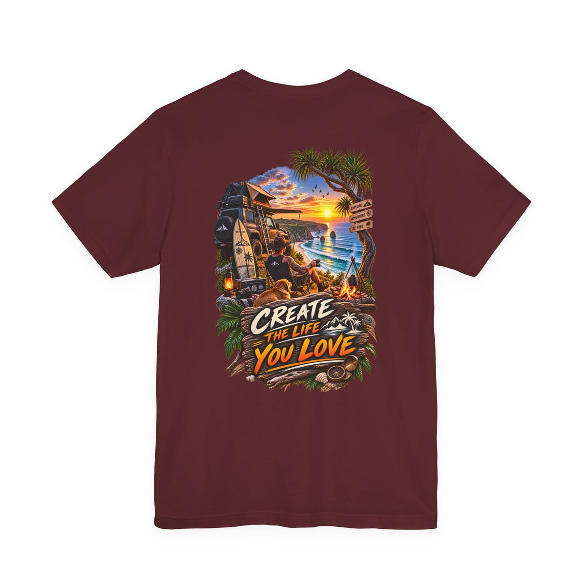 Create the Life You Love T‑Shirt — Beach Sunset Surf Graphic Tee
