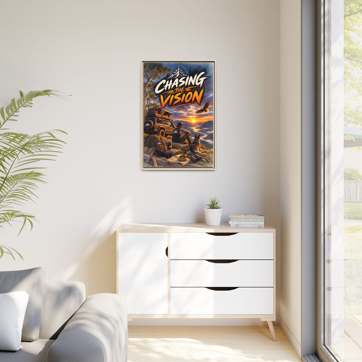 Chasing the Vision Matte Canvas Print (Framed) — Adventure Landscape Wall Art