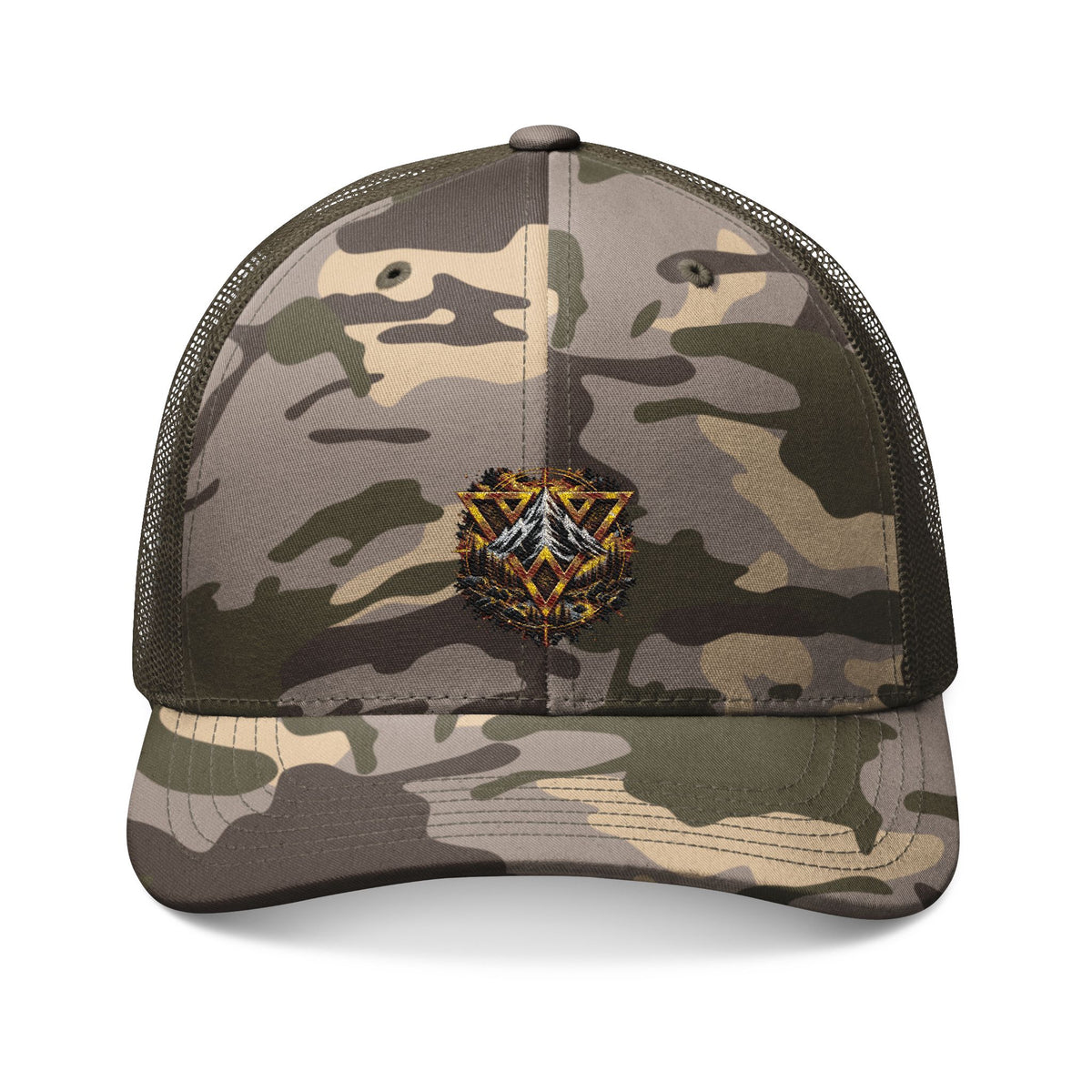 Camo Trucker Hat — Embroidered Outdoor WiLD VecMan Cap