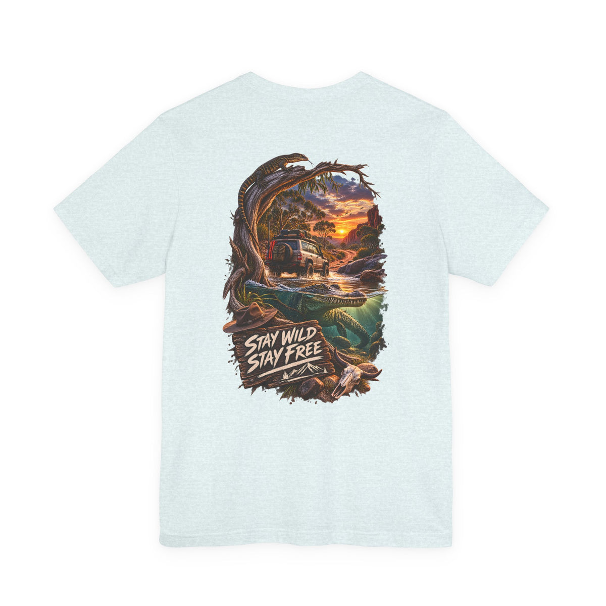 T‑Shirt — 'Stay Wild Stay Free' Sunset Canoe Adventure Graphic Tee