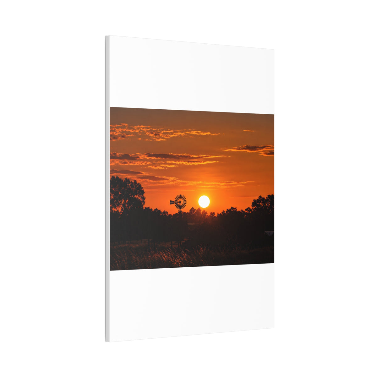 Sunset Windmill Canvas Print — Rural Farmhouse Wall Art