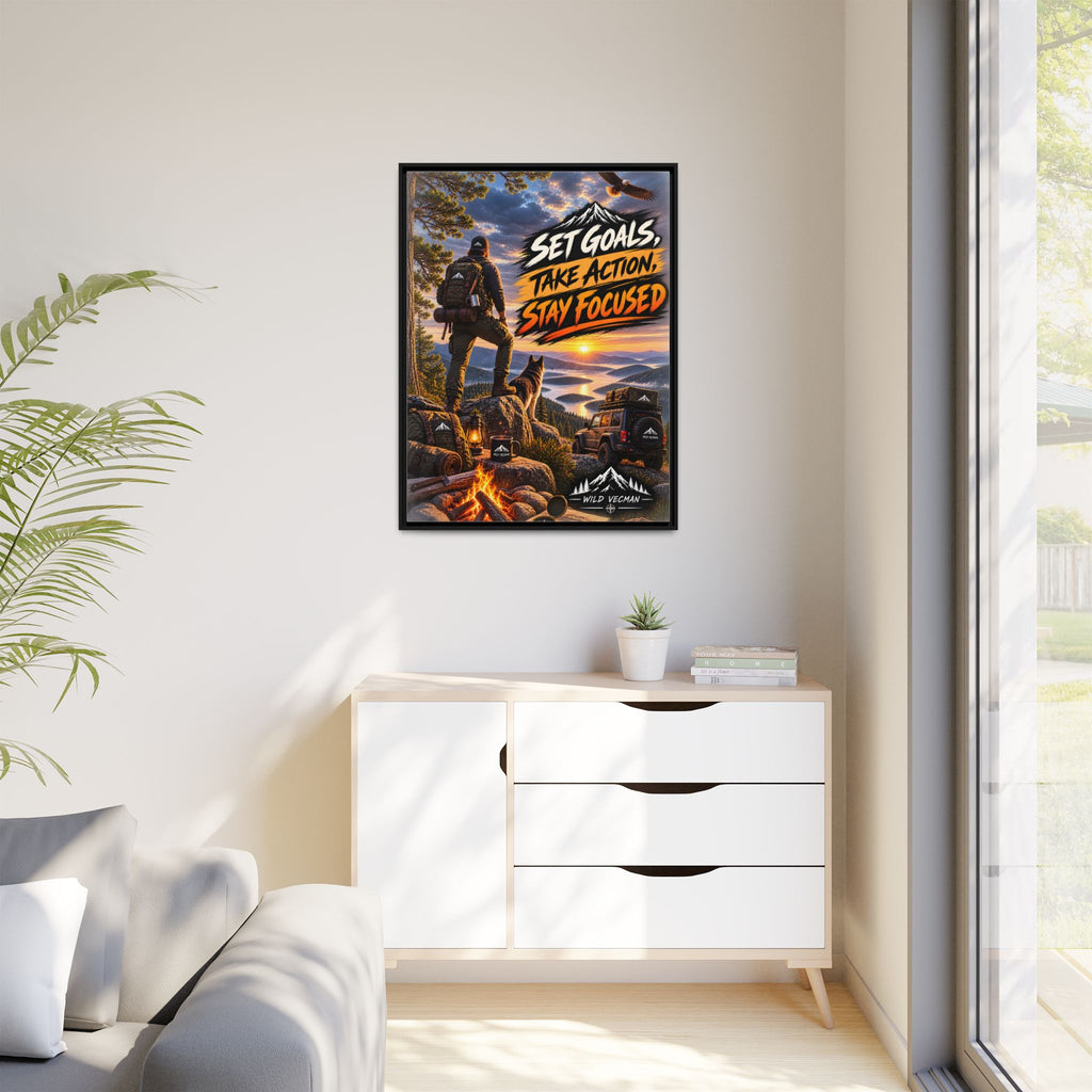 Motivational Adventure Canvas — “Set Goals, Take Action, Stay Focused”