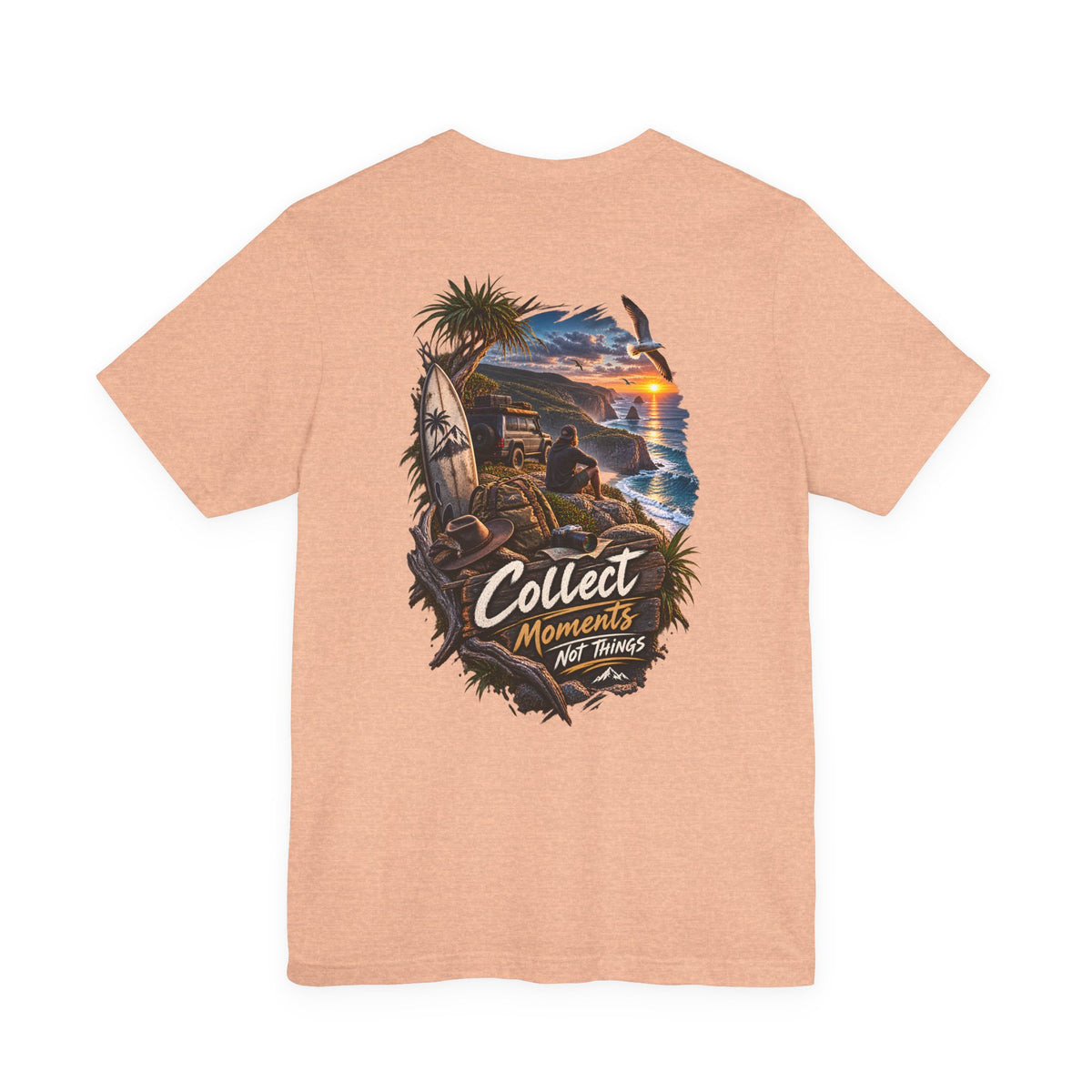 T-Shirt — "Collect Moments Not Things" Beach Sunset Graphic Tee