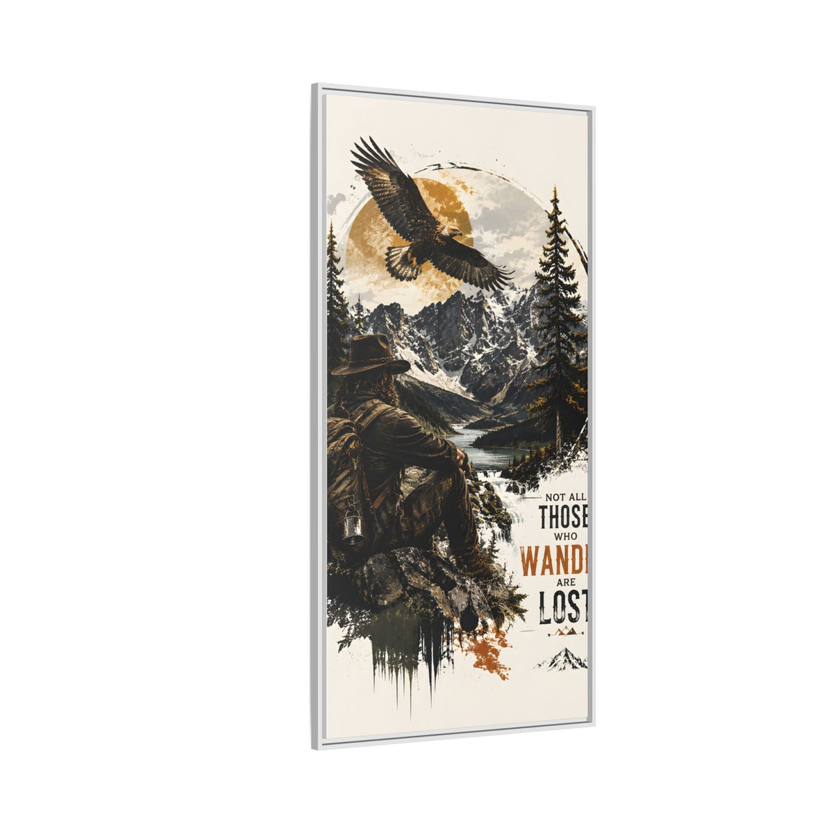 Wander Not Lost Eagle Mountain Canvas Print — Framed Matte Wall Art