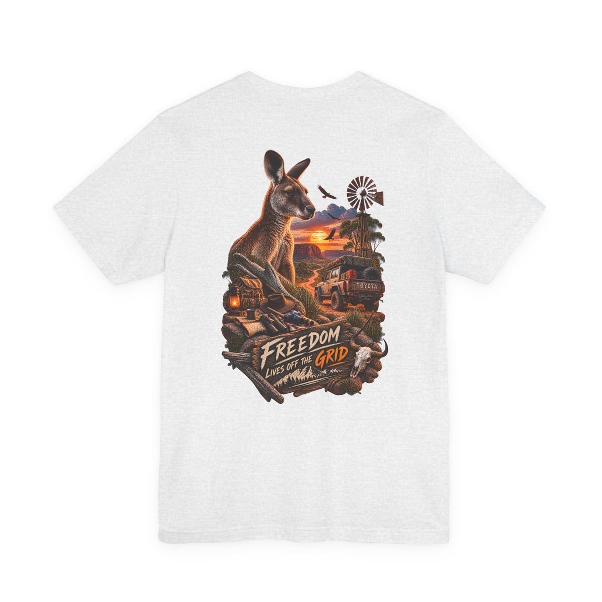 Freedom Down Under Kangaroo T-Shirt — Australia Sunset Wildlife Graphic Tee