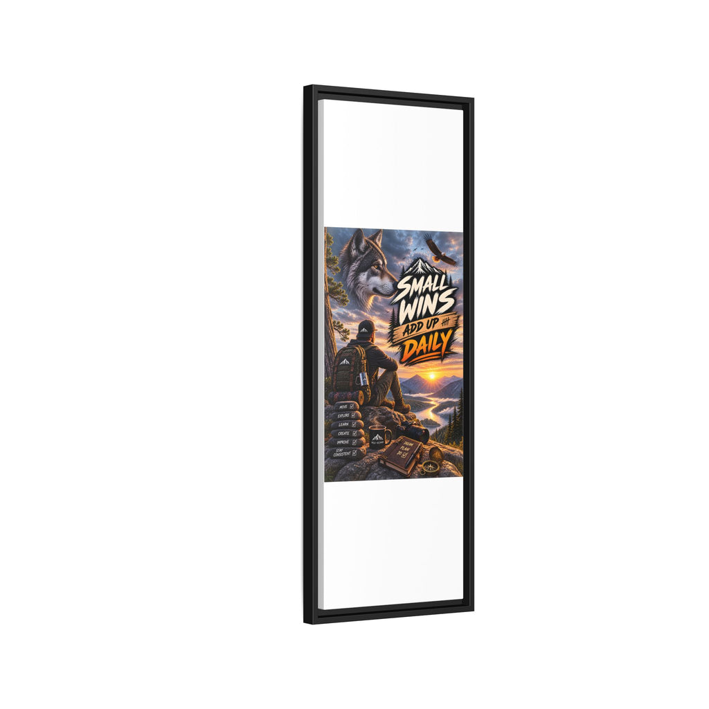 Small Wins Add Up Daily Framed Canvas Wall Art — Motivational Hiking Print