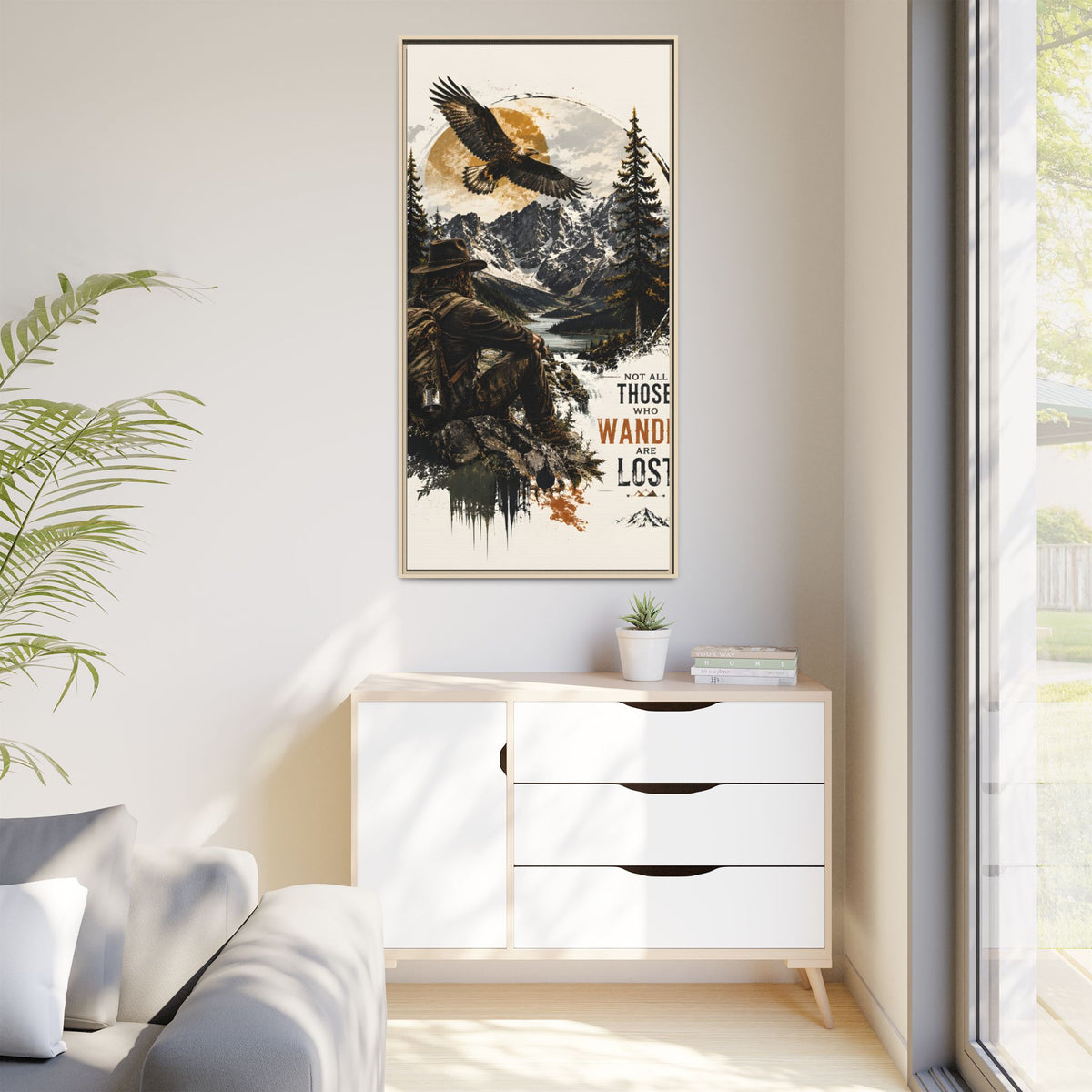 Wander Not Lost Eagle Mountain Canvas Print — Framed Matte Wall Art