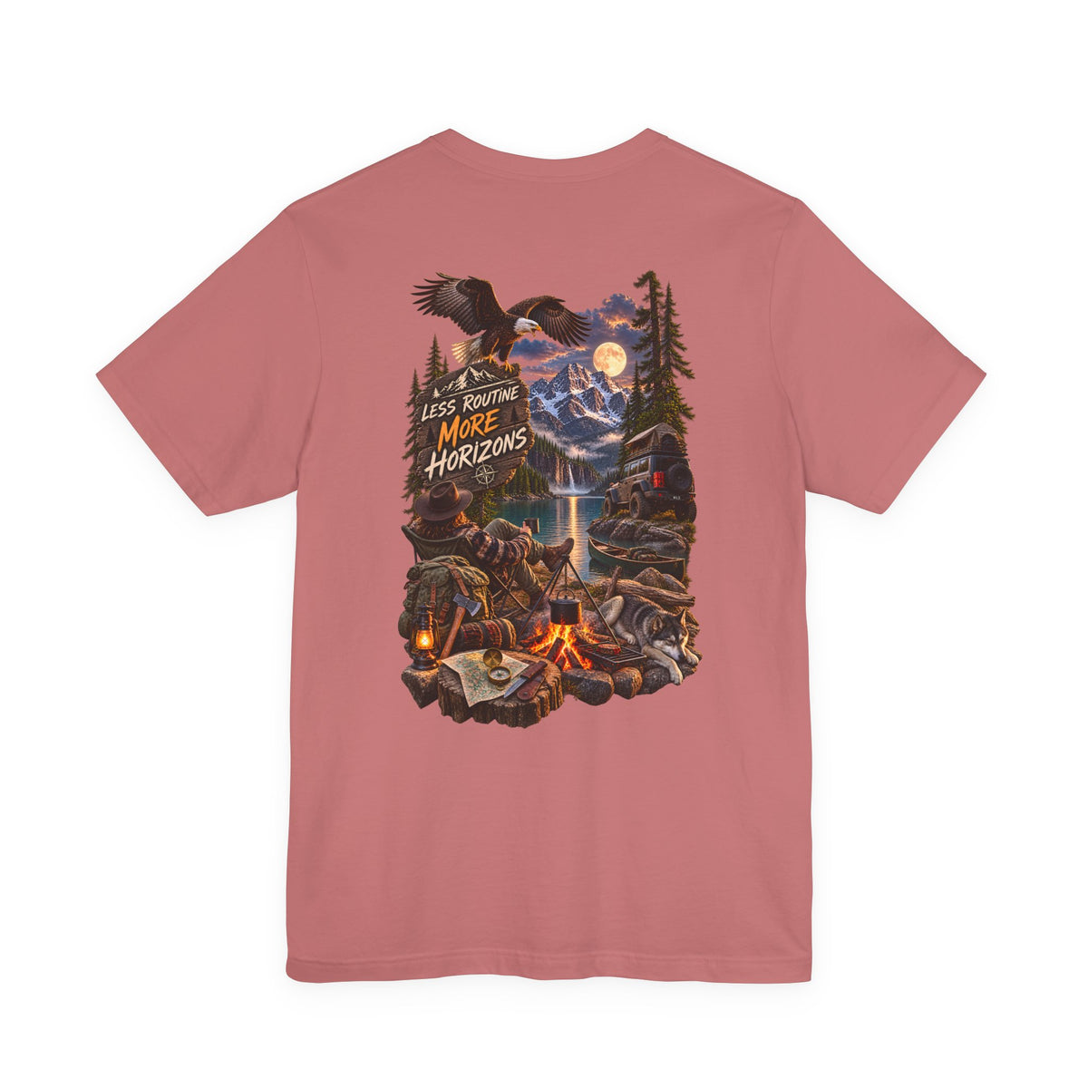 Adventure Campfire Graphic Tee — "Less Routine, More Horizons"