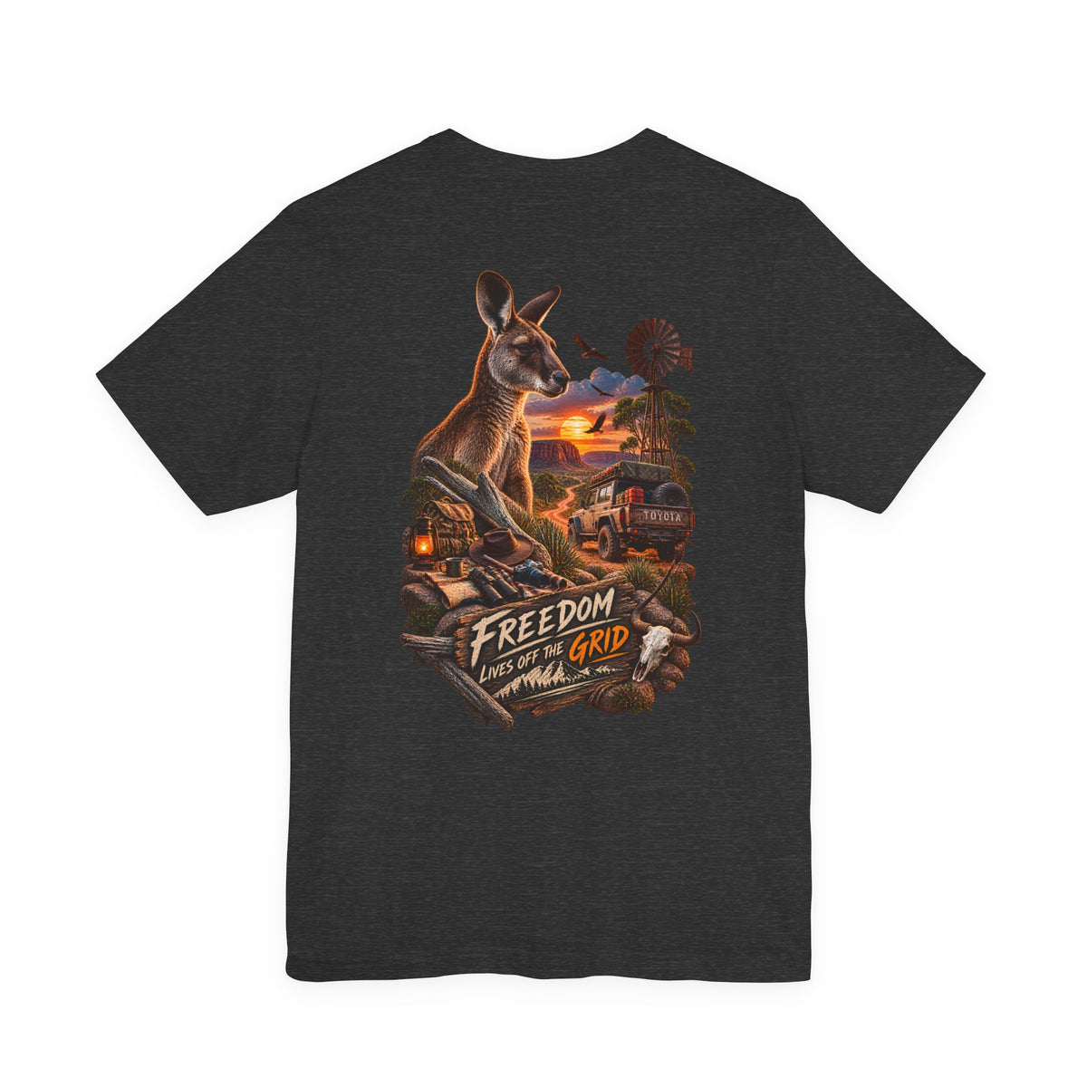 Freedom Down Under Kangaroo T-Shirt — Australia Sunset Wildlife Graphic Tee