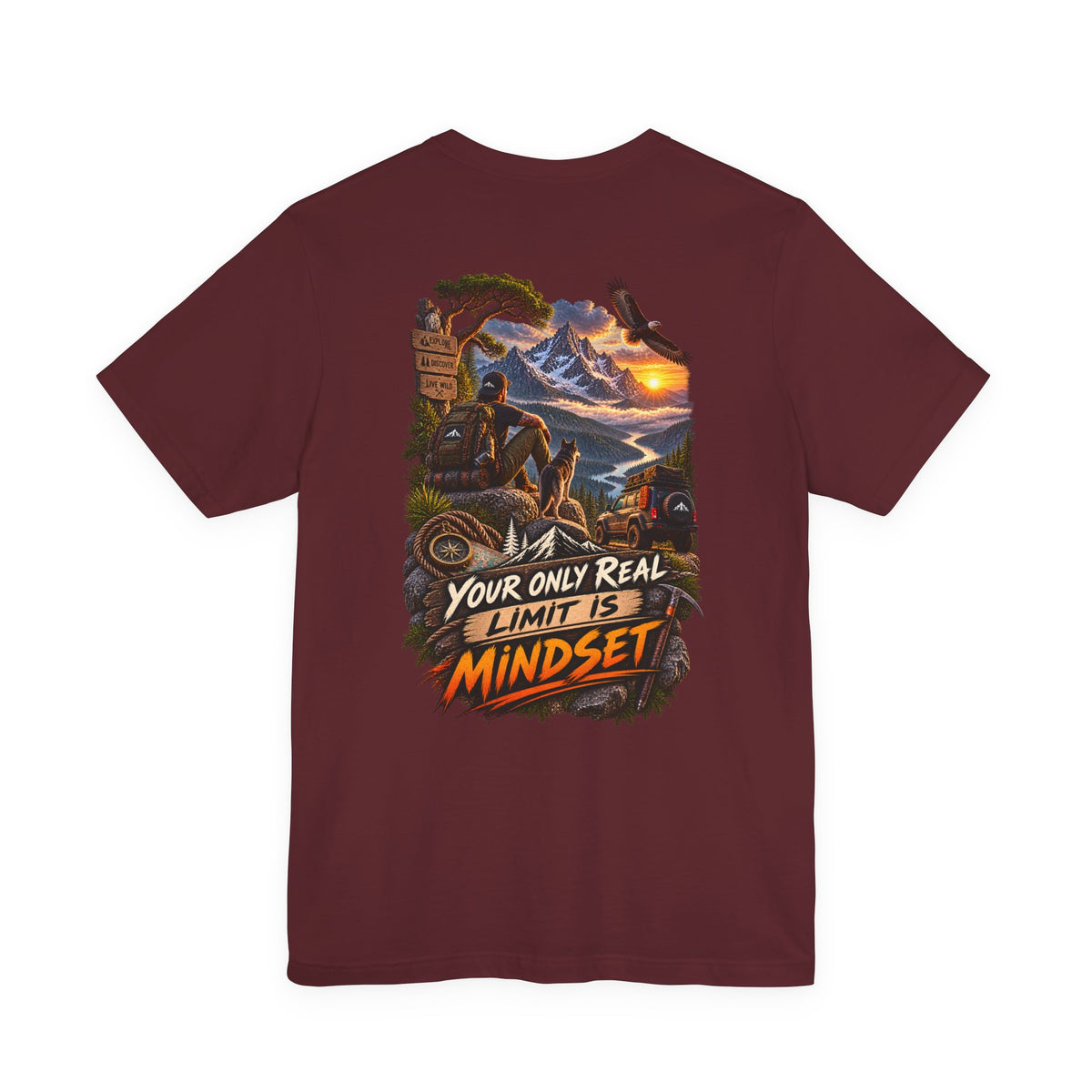 Mindset Adventure Graphic Tee — "Your Only Real Limit Is Mindset" Motivational Mountain T‑Shirt