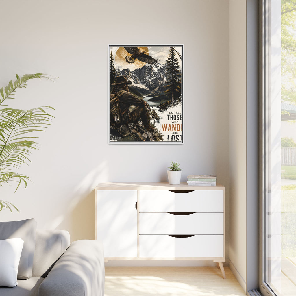 Wander Not Lost Eagle Mountain Canvas Print — Framed Matte Wall Art