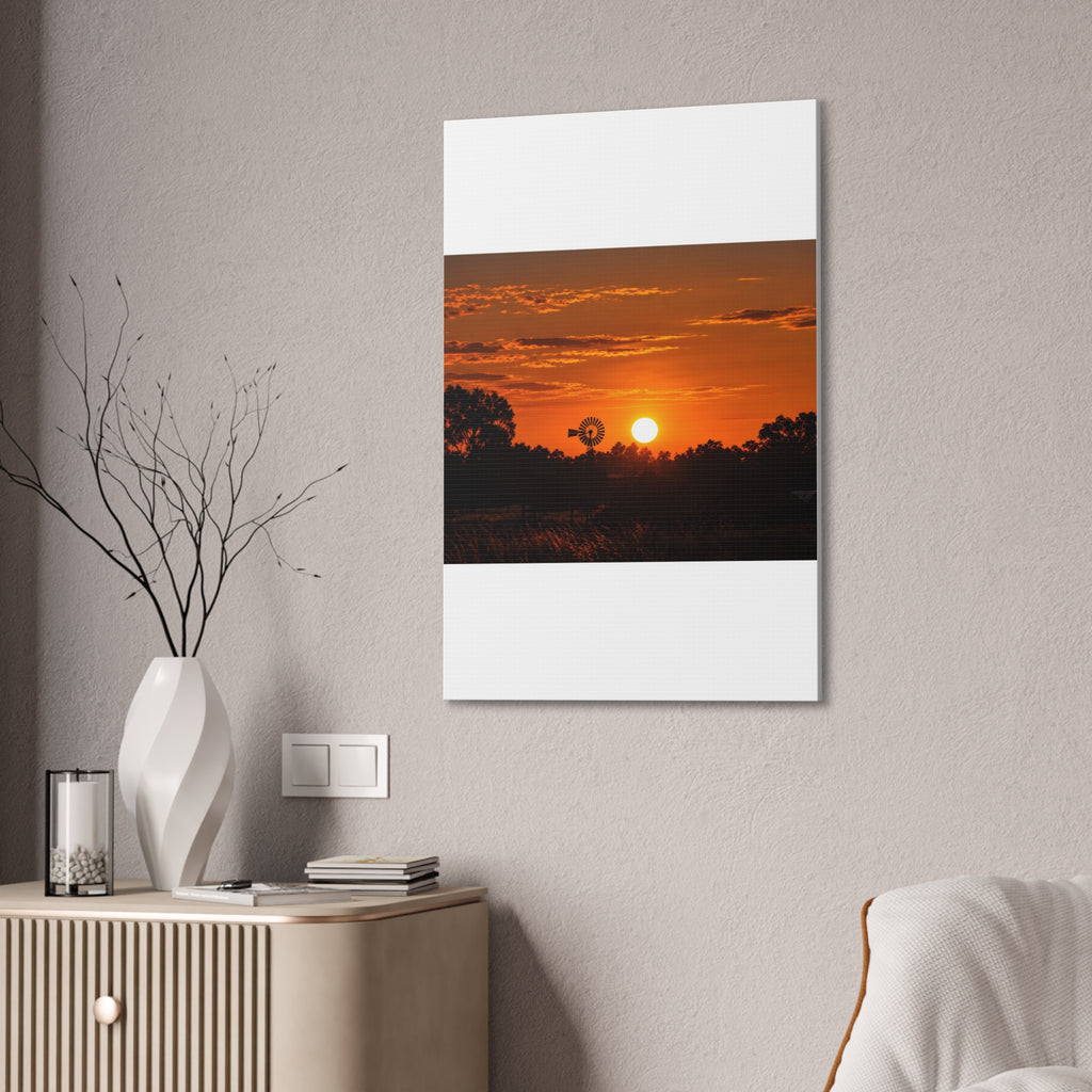 Sunset Windmill Canvas Print — Rural Farmhouse Wall Art