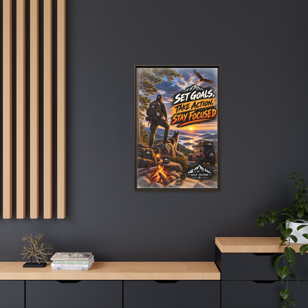 Motivational Adventure Canvas — “Set Goals, Take Action, Stay Focused”