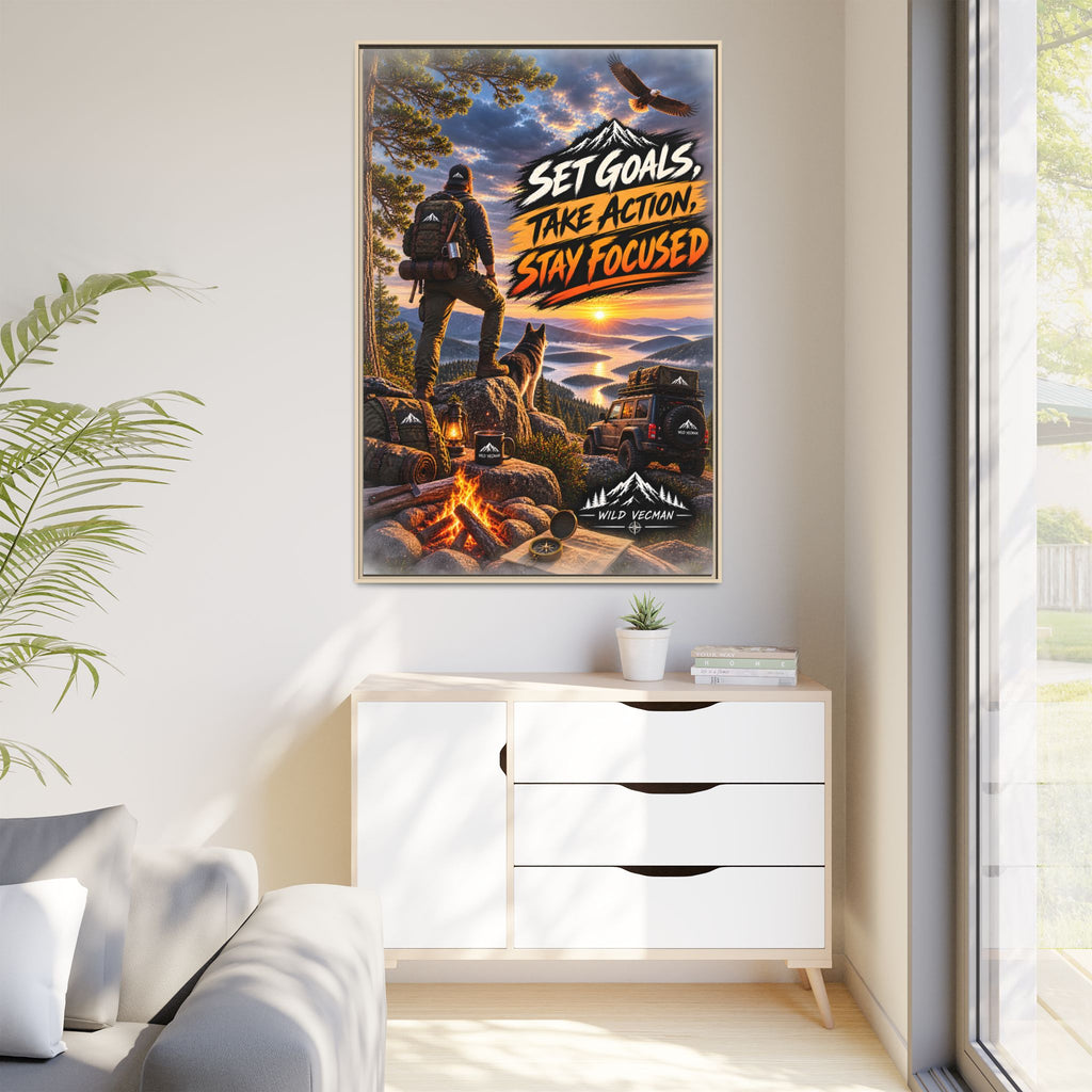 Motivational Adventure Canvas — “Set Goals, Take Action, Stay Focused”