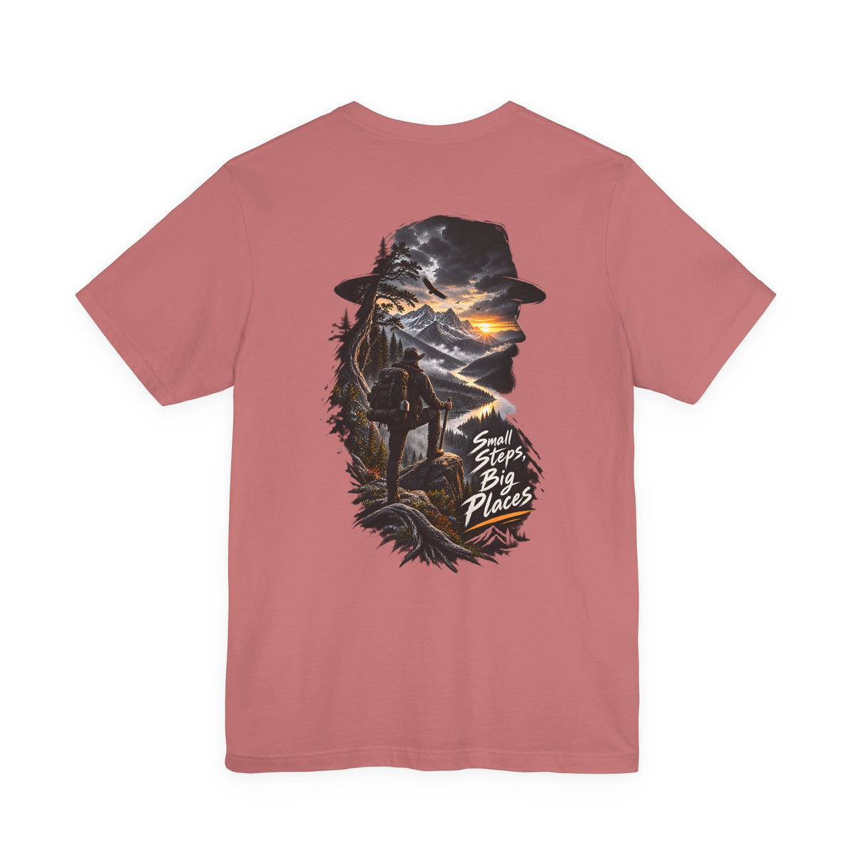 Adventure Hiker Tee — 'Small Steps, Big Places' Mountain Silhouette