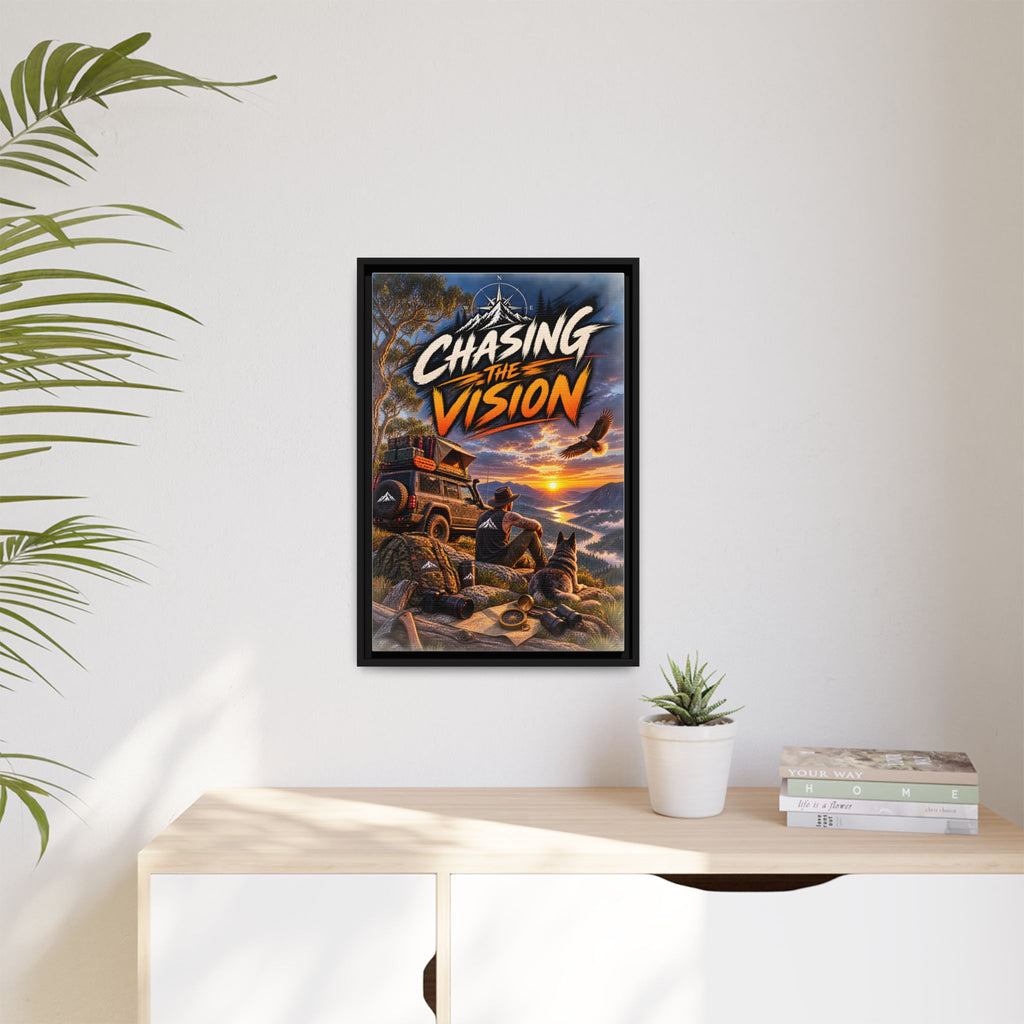 Chasing the Vision Matte Canvas Print (Framed) — Adventure Landscape Wall Art
