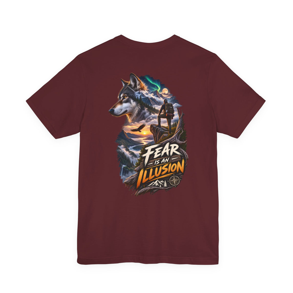 Fear Is an Illusion Wolf T-Shirt — Motivational Nature Graphic Tee
