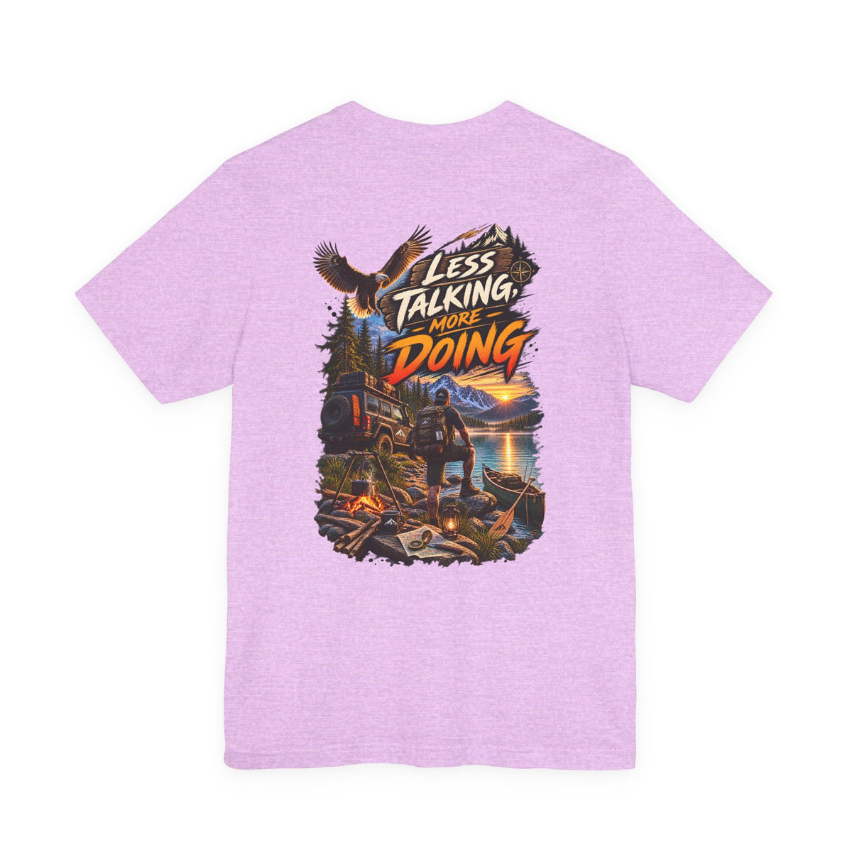 Less Talking More Doing T-Shirt — Outdoor Camping Adventure Graphic Tee