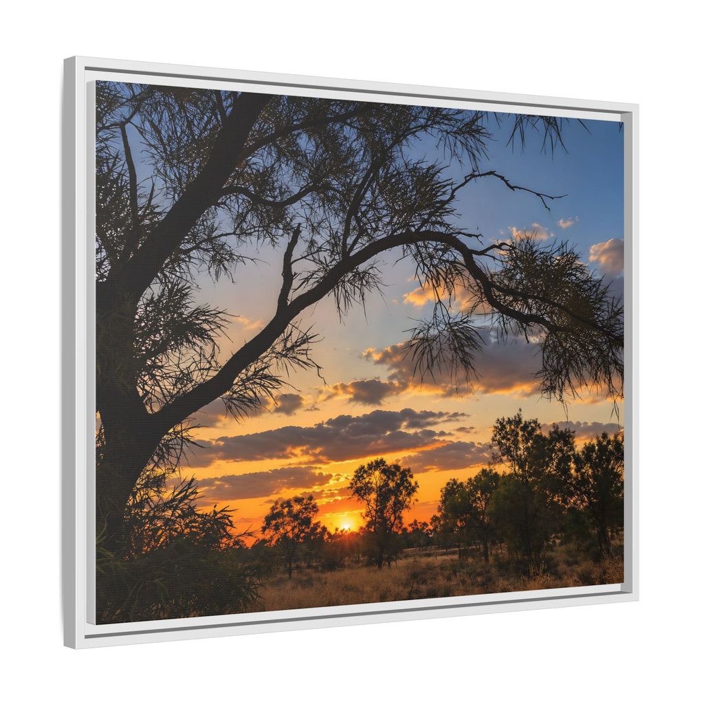 Sunset Silhouette Matte Canvas Print — Framed Landscape Wall Art