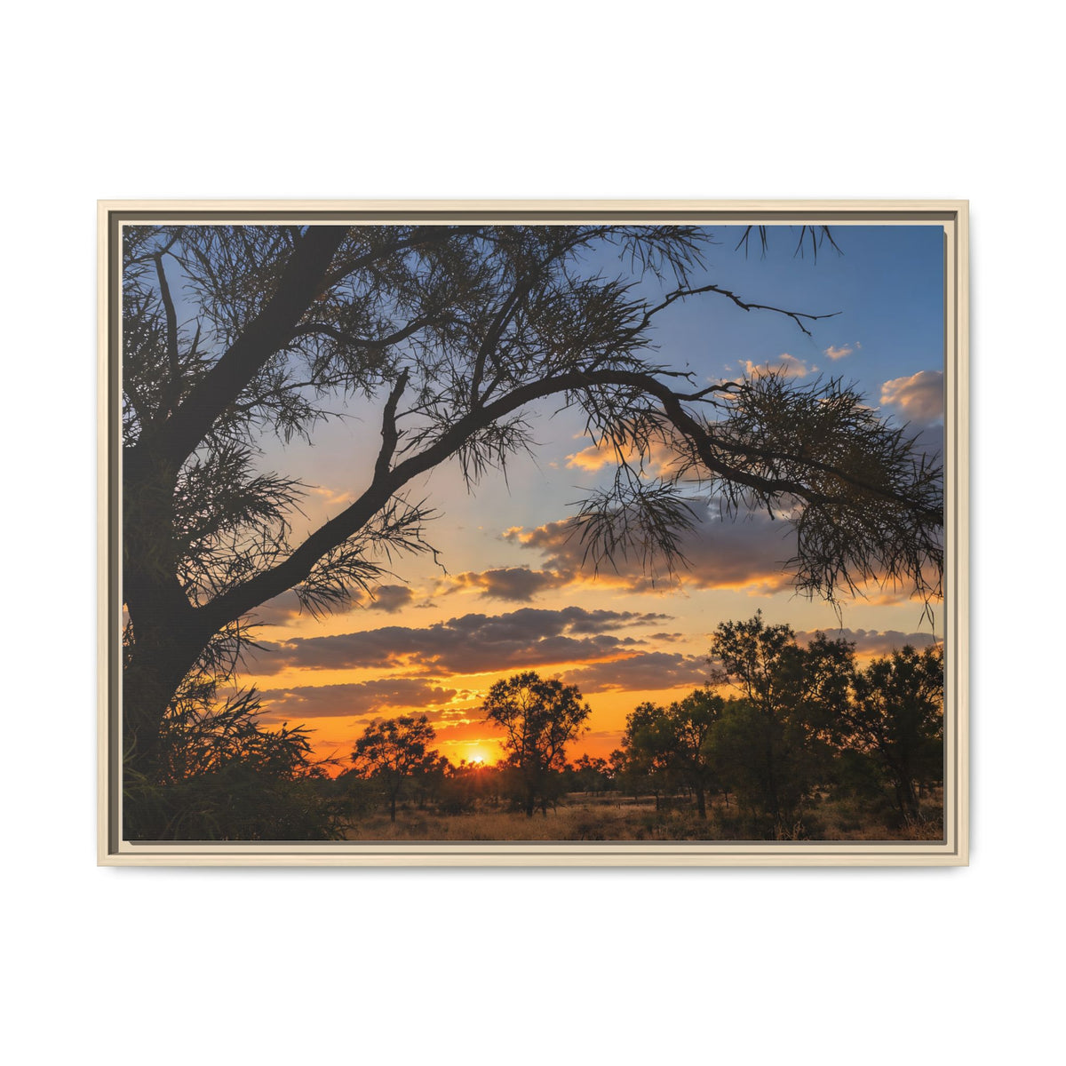 Sunset Silhouette Matte Canvas Print — Framed Landscape Wall Art