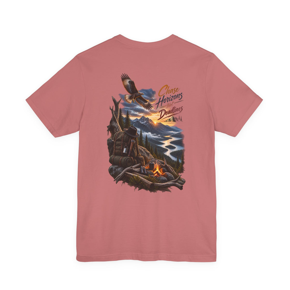 T-Shirt — 'Chase Horizons, Dream Big' Eagle Mountain Campfire Graphic Tee