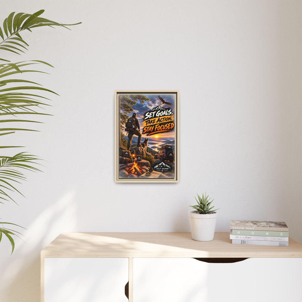 Motivational Adventure Canvas — “Set Goals, Take Action, Stay Focused”