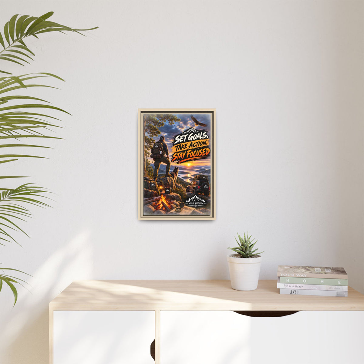 Motivational Adventure Canvas — “Set Goals, Take Action, Stay Focused”