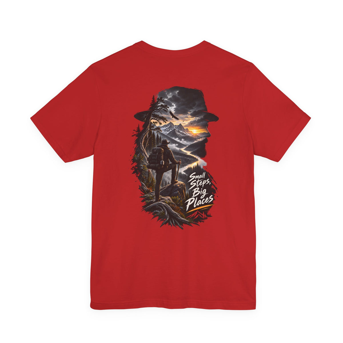 Adventure Hiker Tee — 'Small Steps, Big Places' Mountain Silhouette