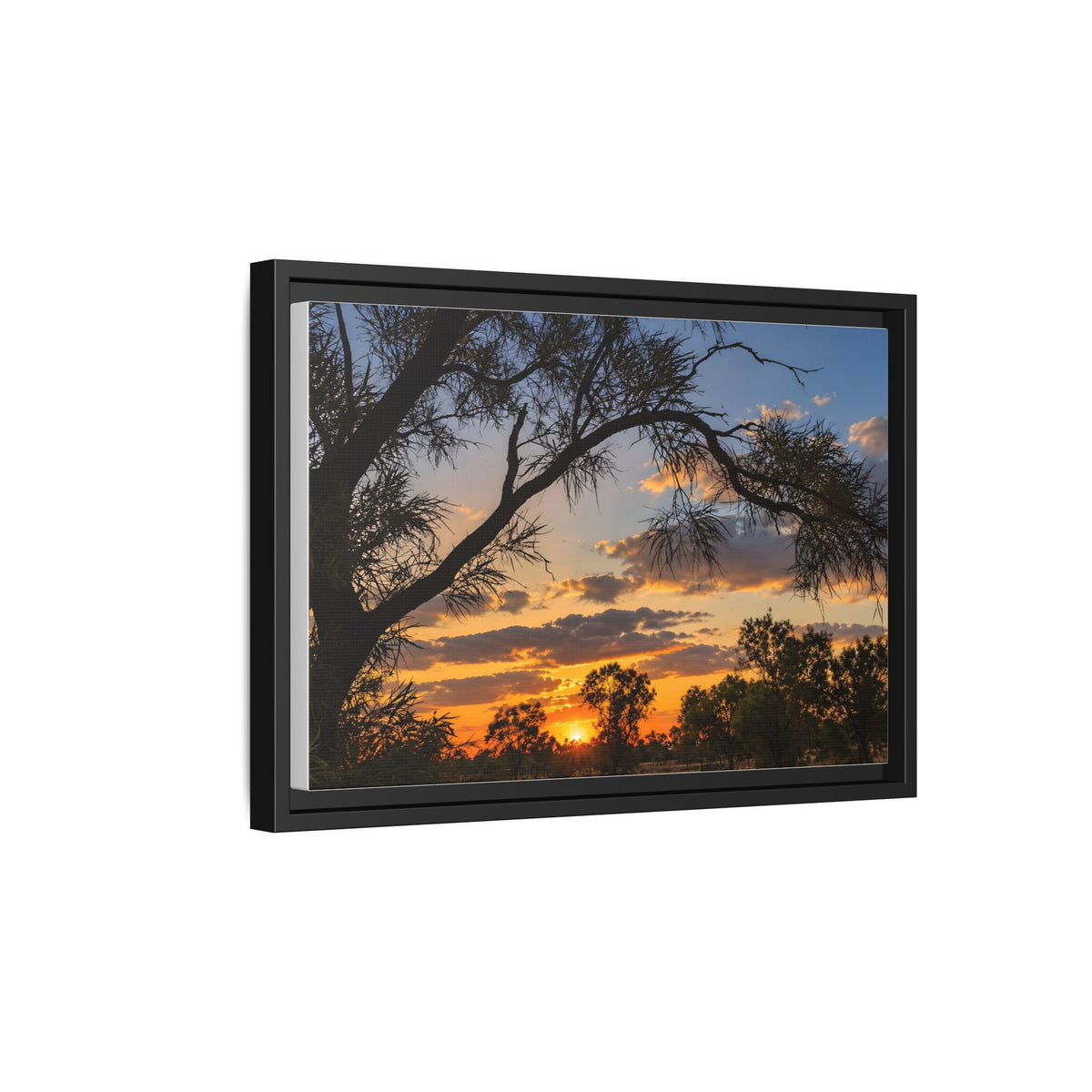 Sunset Silhouette Matte Canvas Print — Framed Landscape Wall Art