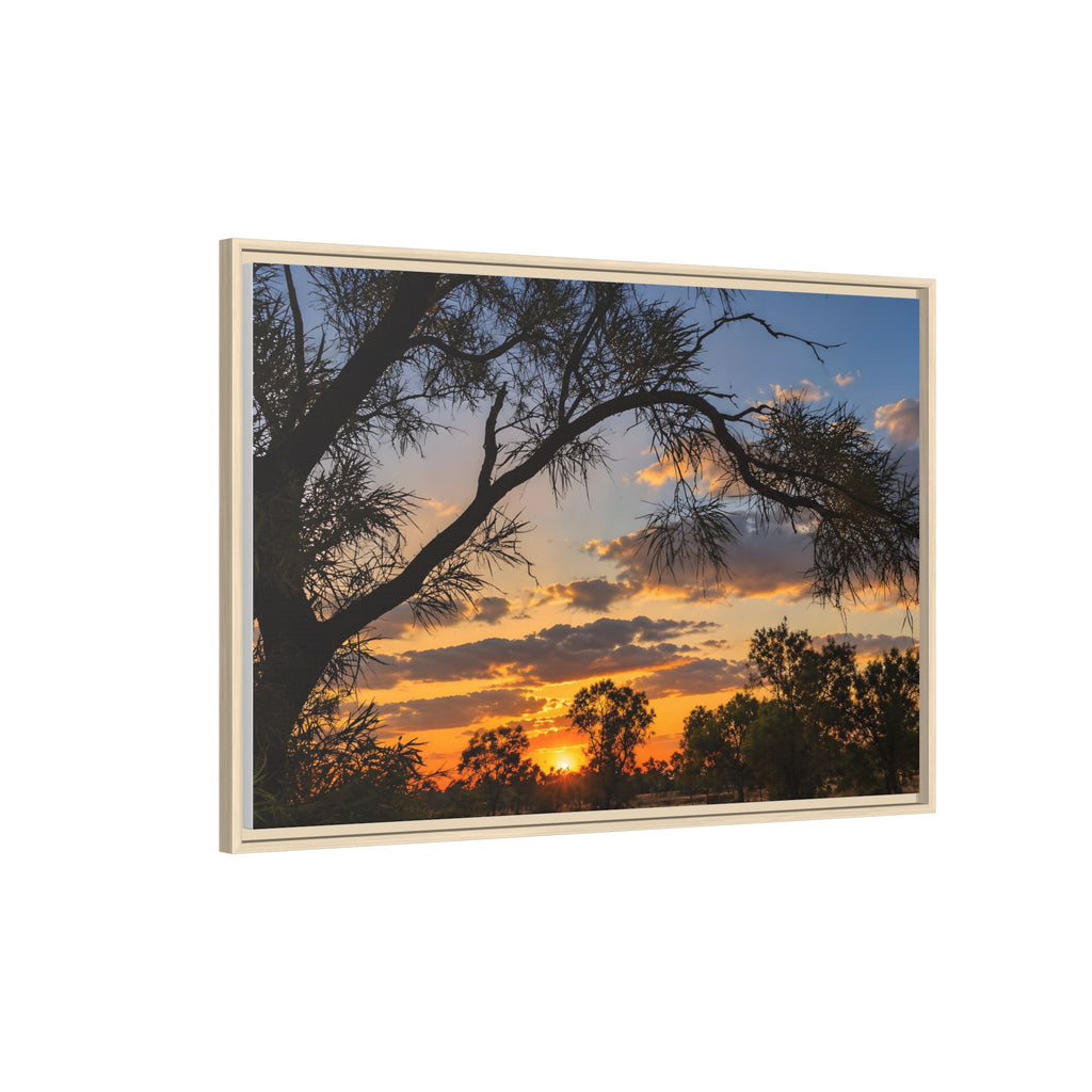 Sunset Silhouette Matte Canvas Print — Framed Landscape Wall Art