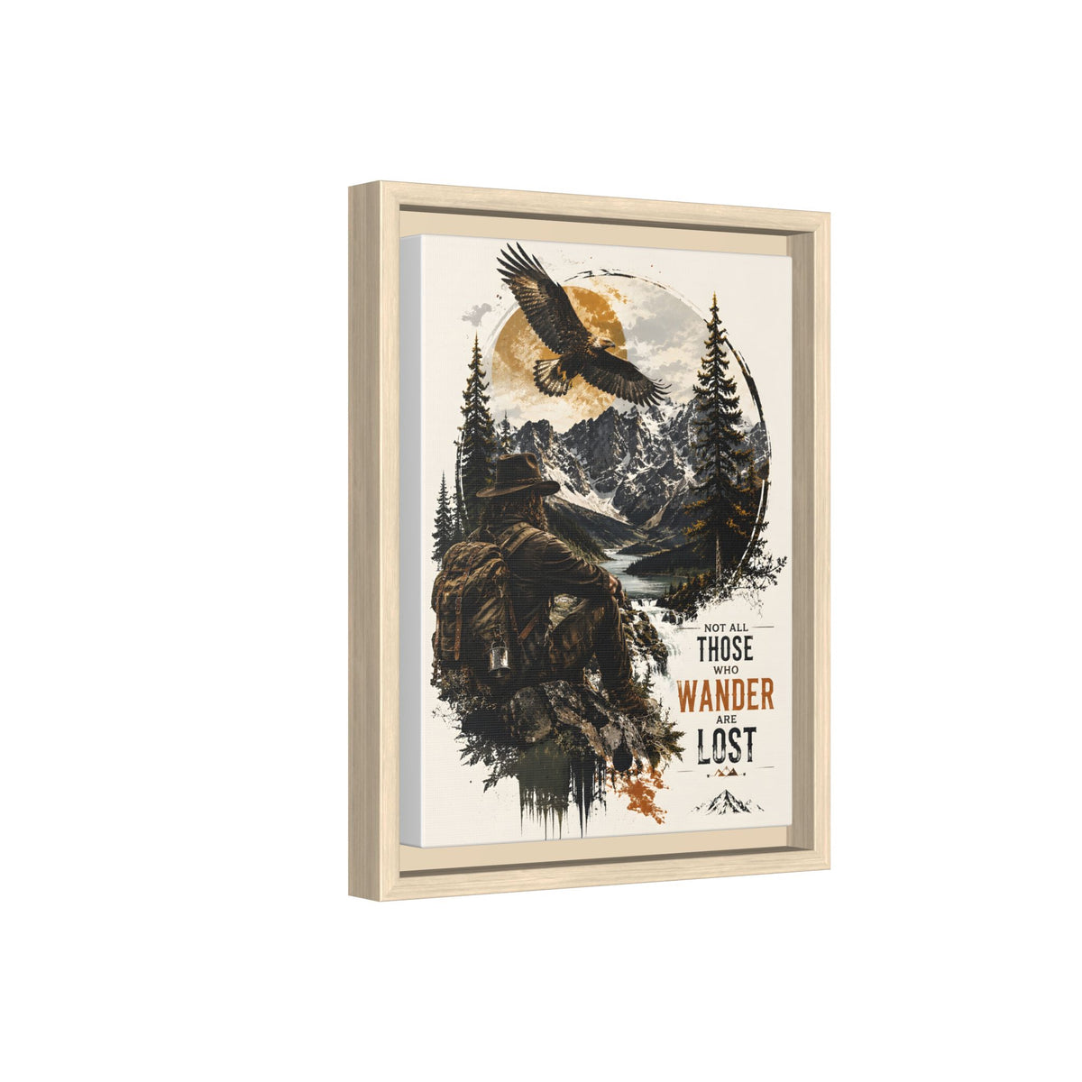 Wanderer Hiking Framed Canvas — "Not All Those Who Wander Are Lost" Wall Art