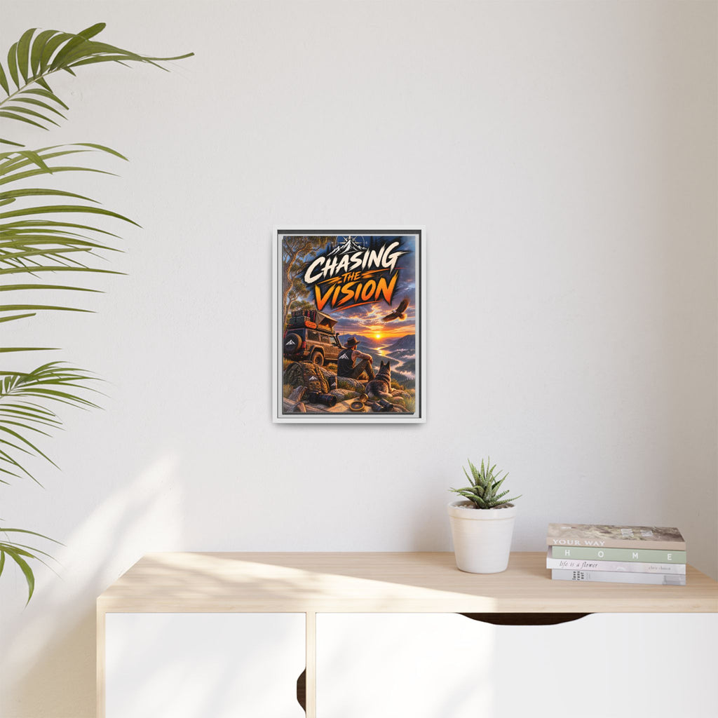 Chasing the Vision Matte Canvas Print (Framed) — Adventure Landscape Wall Art