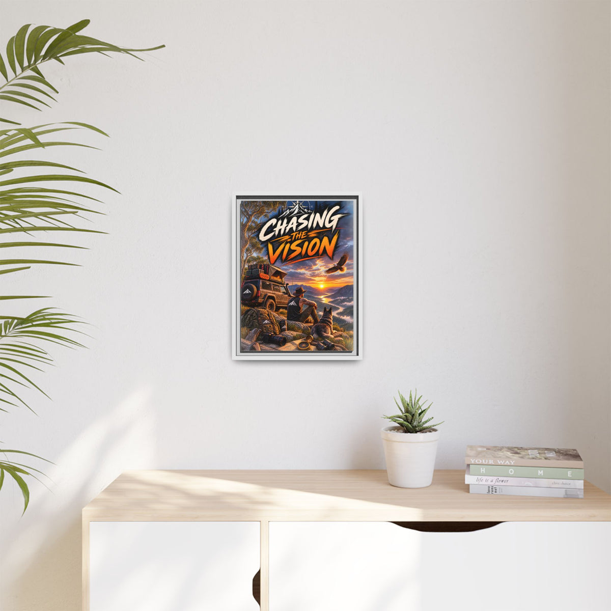 Chasing the Vision Matte Canvas Print (Framed) — Adventure Landscape Wall Art