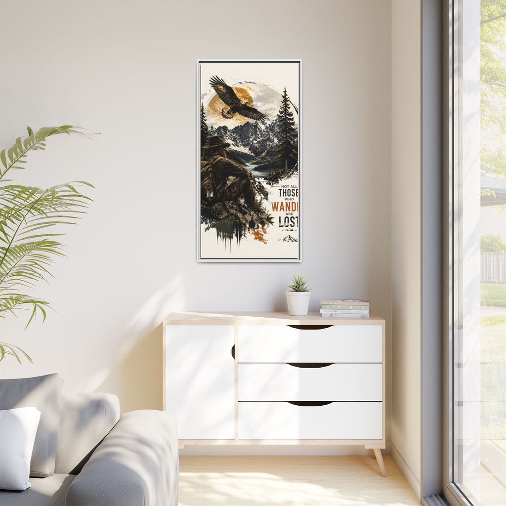 Wander Not Lost Eagle Mountain Canvas Print — Framed Matte Wall Art