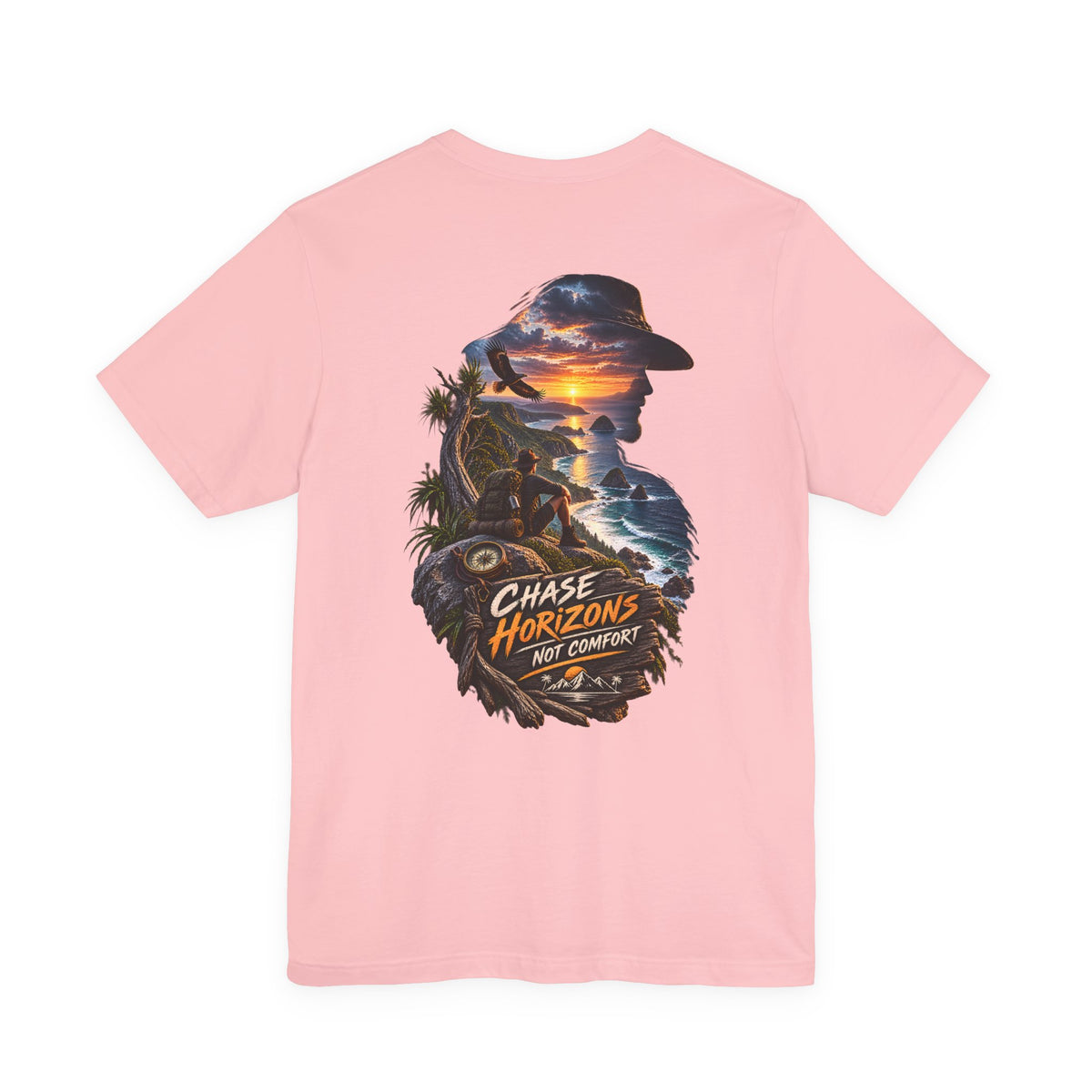 Chase Horizons Graphic Tee — 'Chase Horizons Not Comfort' Sunset Adventure T-Shirt