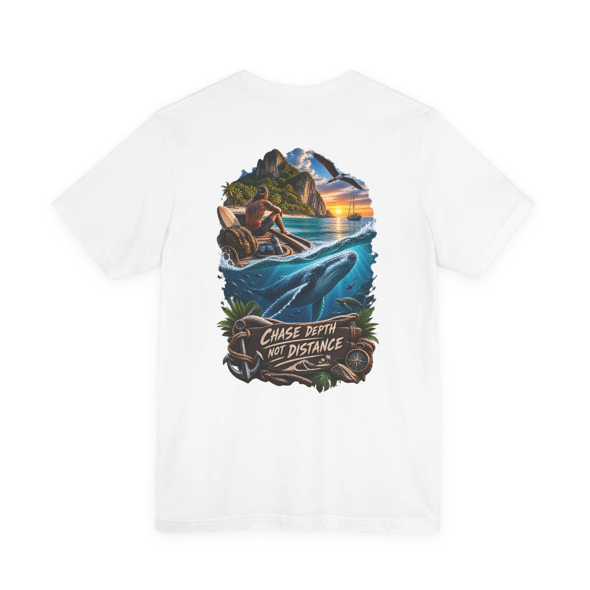 T-Shirt — 'Chase Depth Not Distance' Ocean Whale Adventure Tee