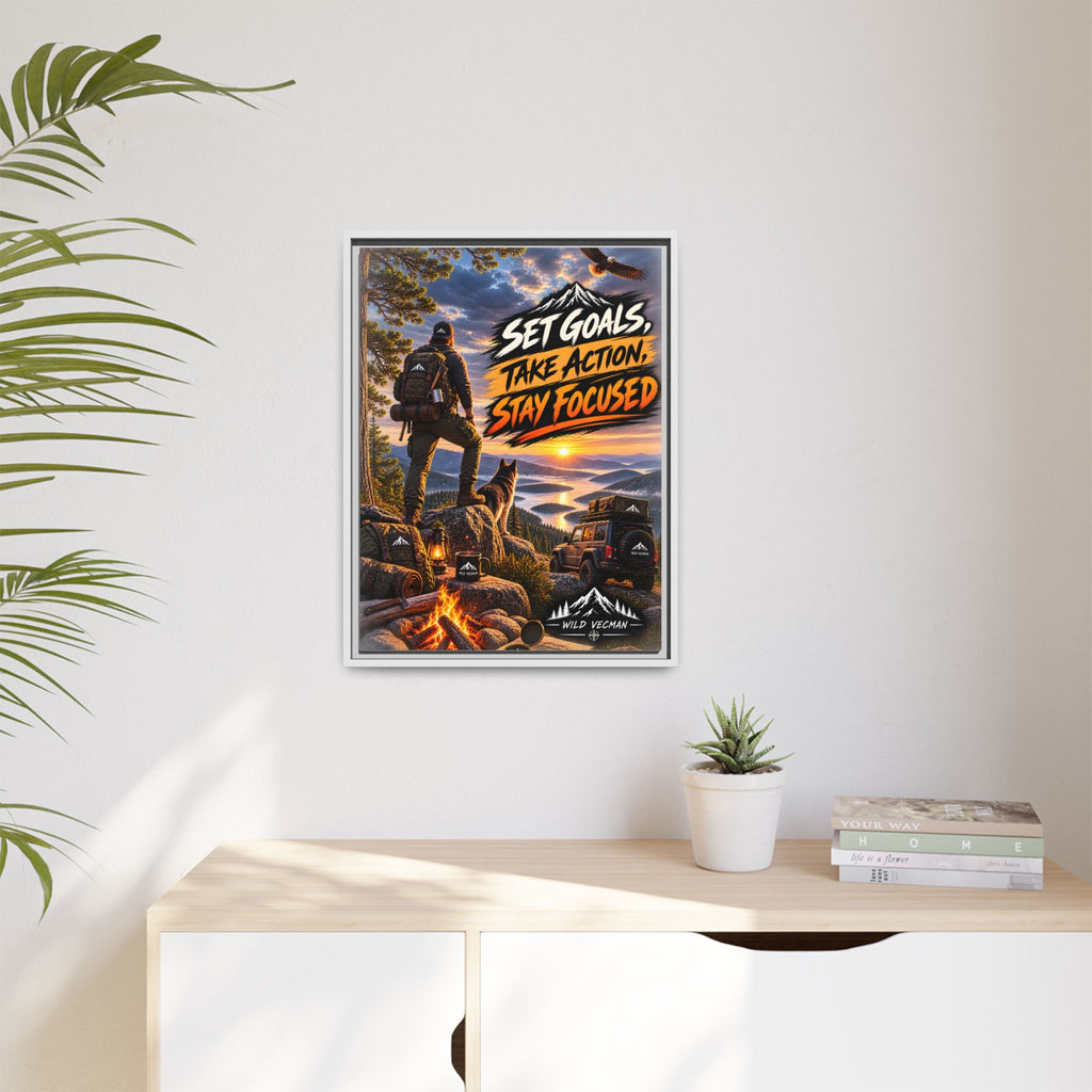 Motivational Adventure Canvas — “Set Goals, Take Action, Stay Focused”