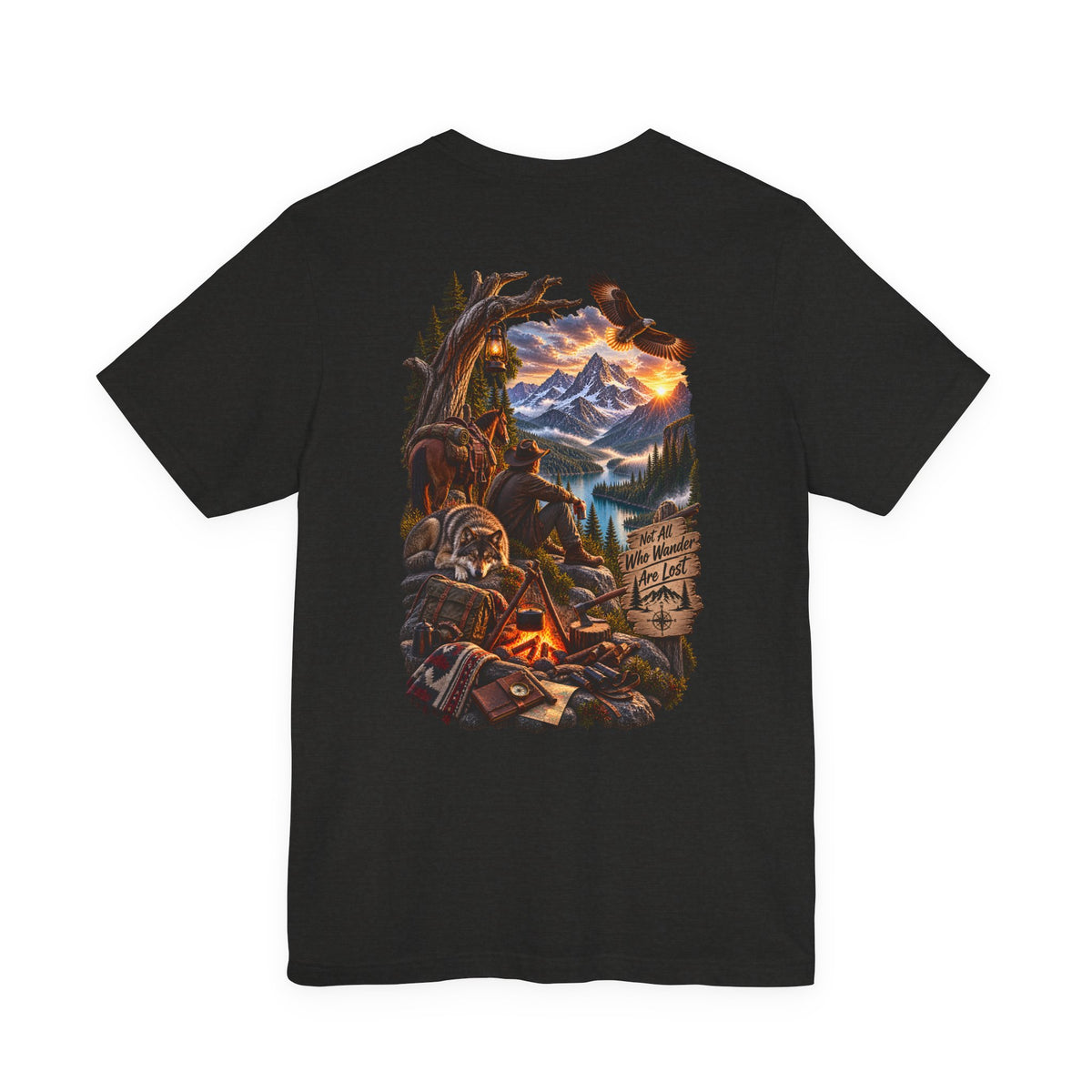 Camping Adventure T-Shirt — Mountain Campfire Scene