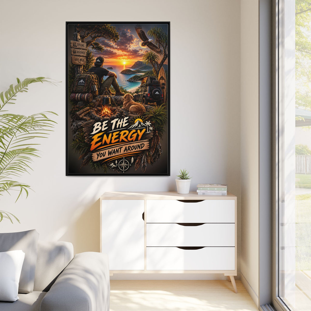 Be The Energy You Want Around - Framed Matte Canvas Wall Art