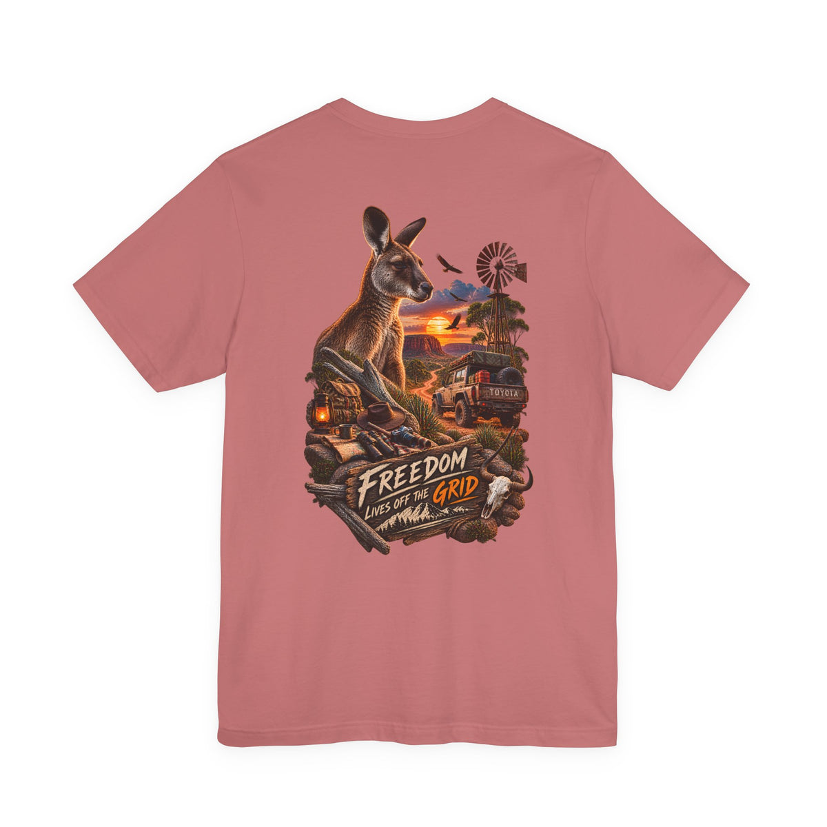 Freedom Down Under Kangaroo T-Shirt — Australia Sunset Wildlife Graphic Tee