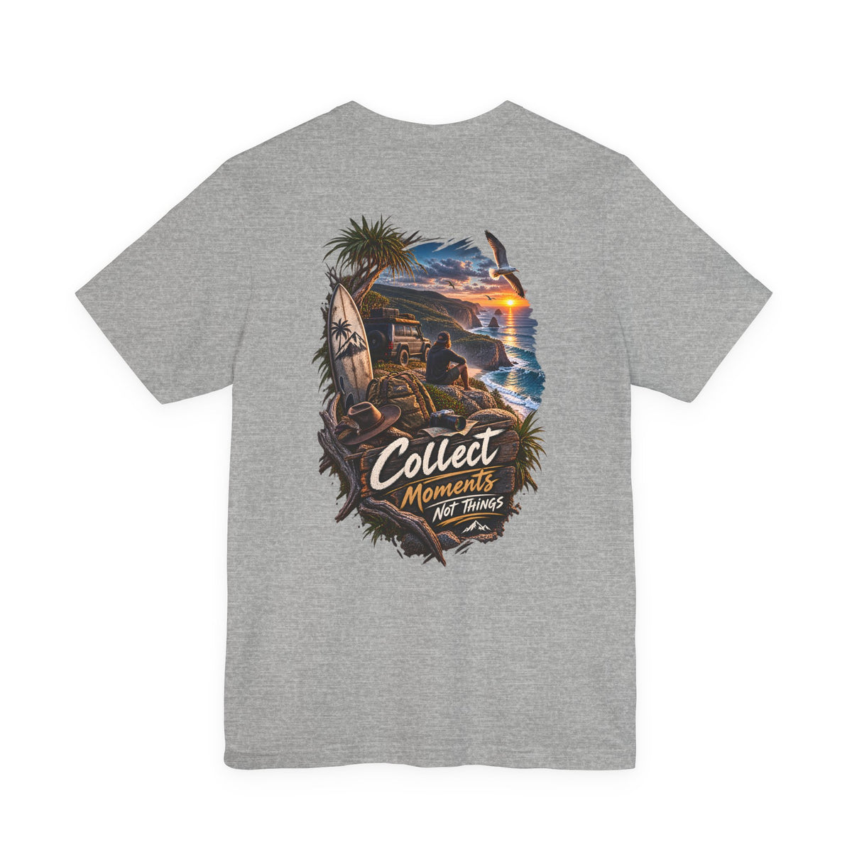 T-Shirt — "Collect Moments Not Things" Beach Sunset Graphic Tee