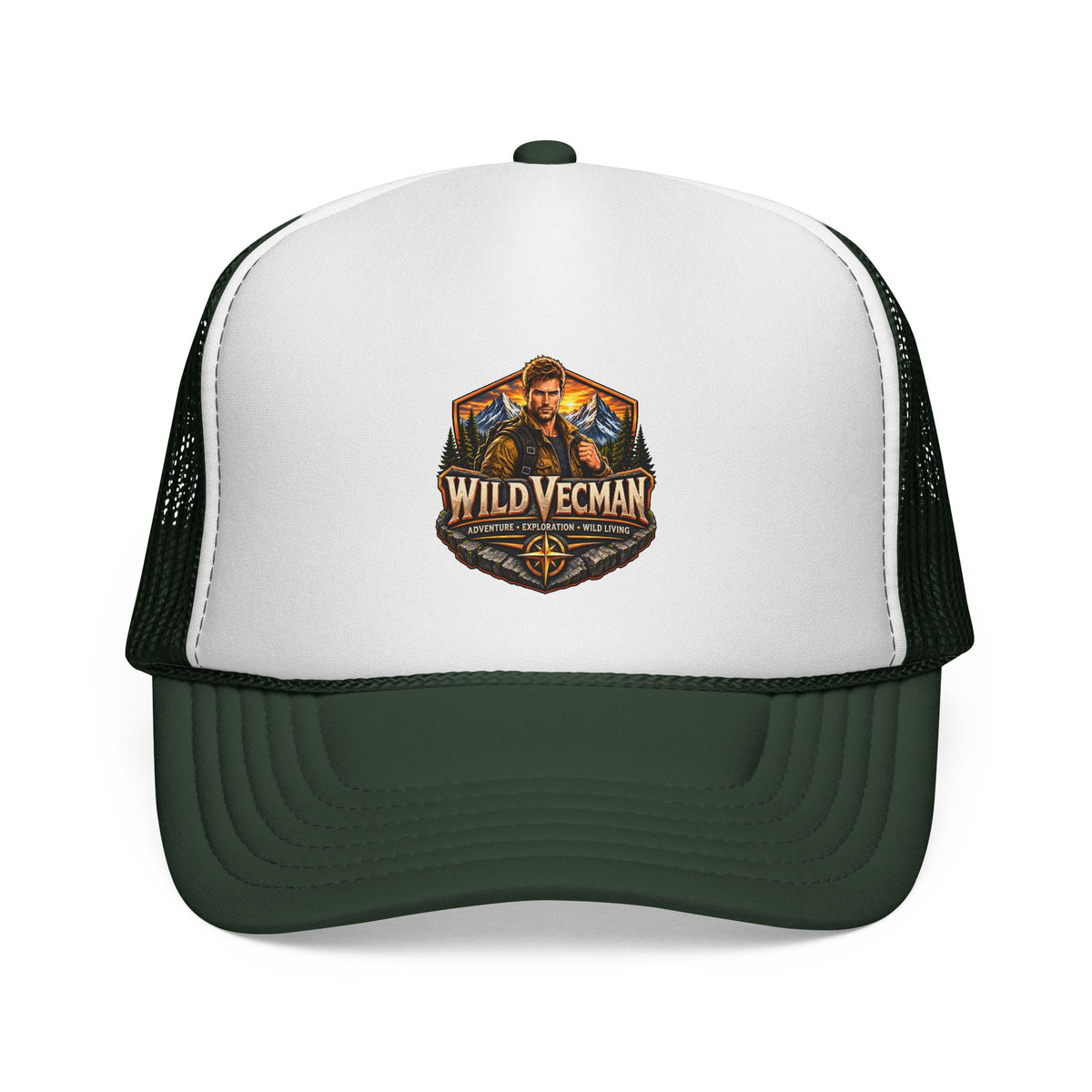 Wild Vecman Trucker Cap — Retro Outdoor Adventure Mesh Hat