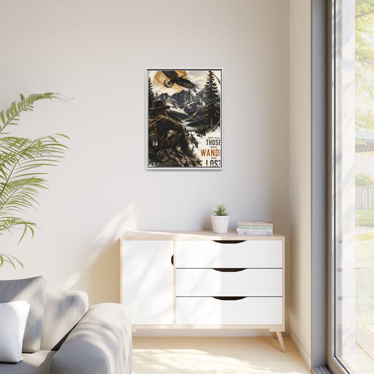 Wander Not Lost Eagle Mountain Canvas Print — Framed Matte Wall Art