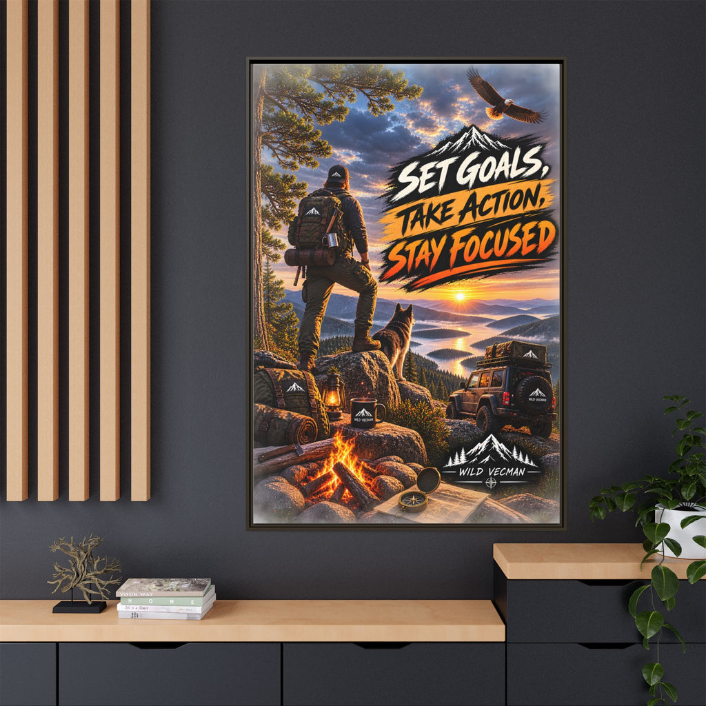 Motivational Adventure Canvas — “Set Goals, Take Action, Stay Focused”