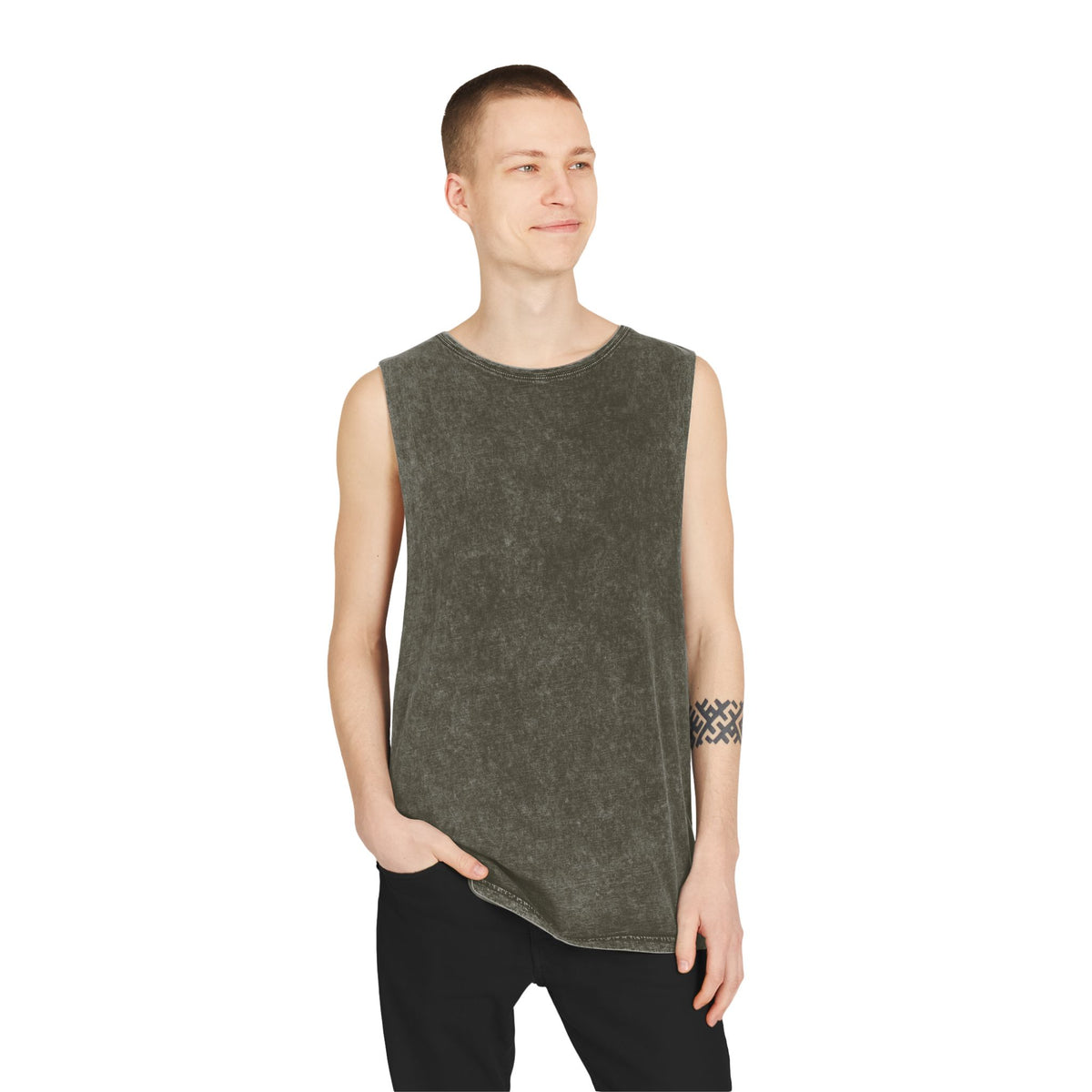 Wild Vecman logo - Compass Tank Top — Vintage Stonewash Adventure Graphic