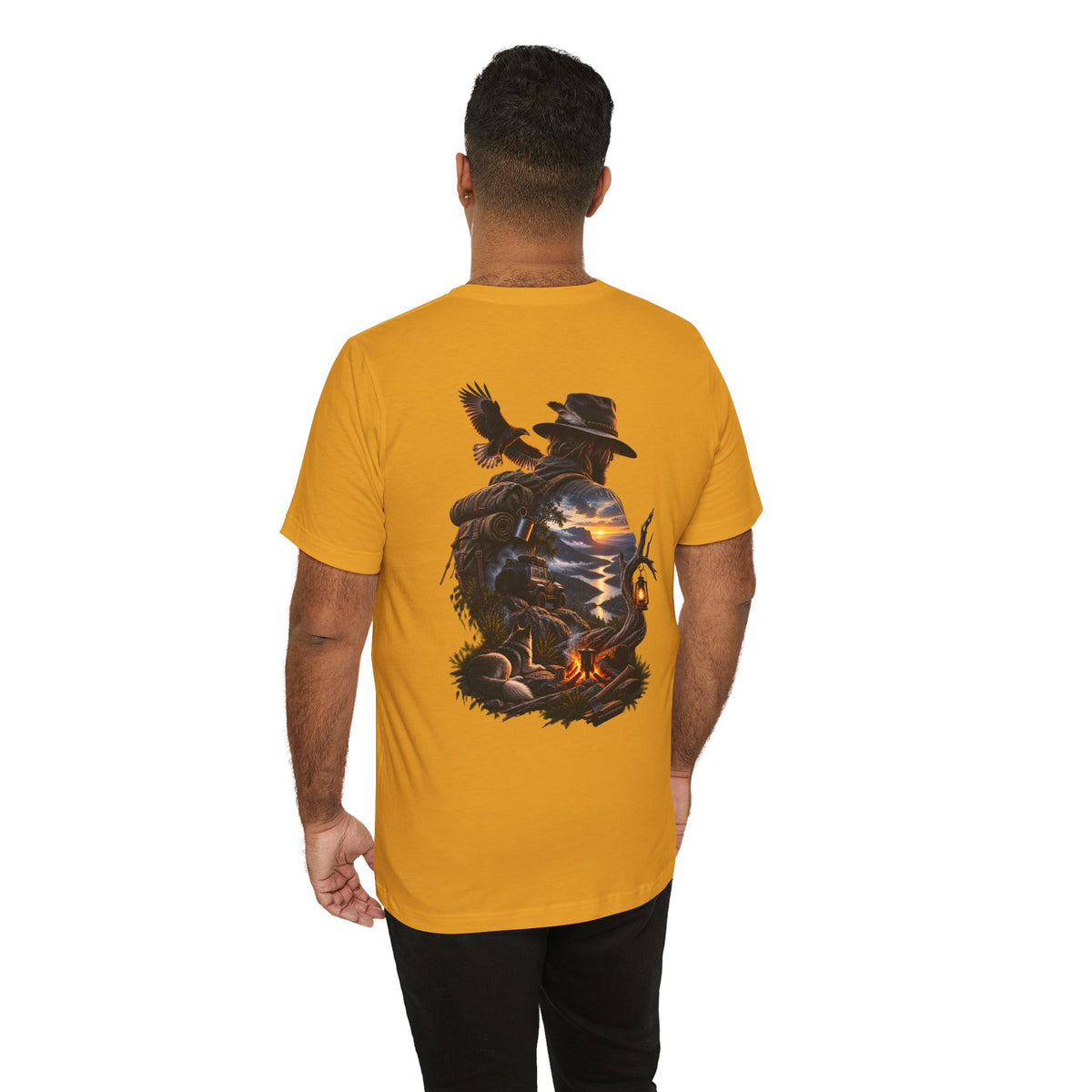 Western Campfire T-Shirt — Cowboy Silhouette Sunset Graphic