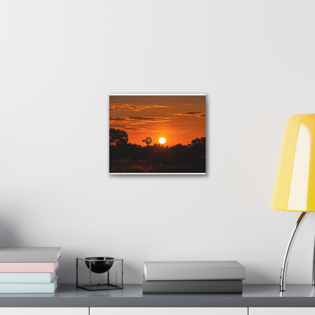 Sunset Windmill Canvas Print — Rural Farmhouse Wall Art