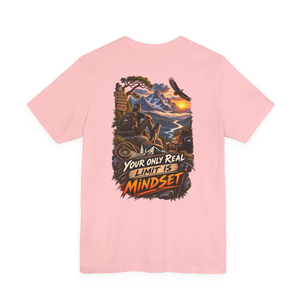 Mindset Adventure Graphic Tee — "Your Only Real Limit Is Mindset" Motivational Mountain T‑Shirt