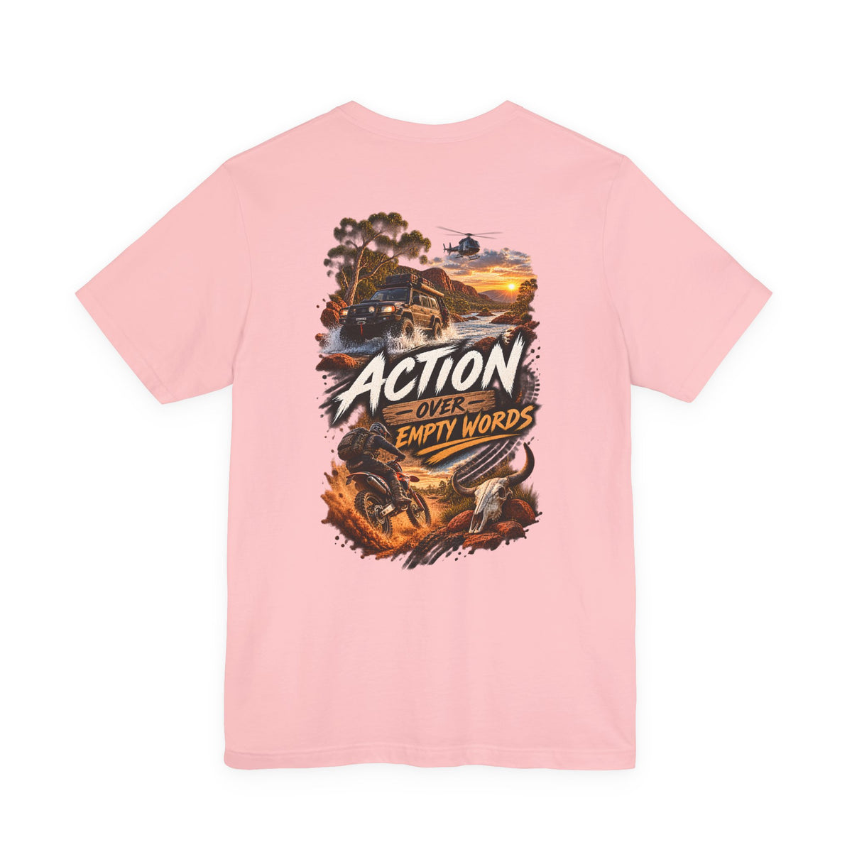 Action Over Empty Words Tee - Adventure Military Graphic T-Shirt