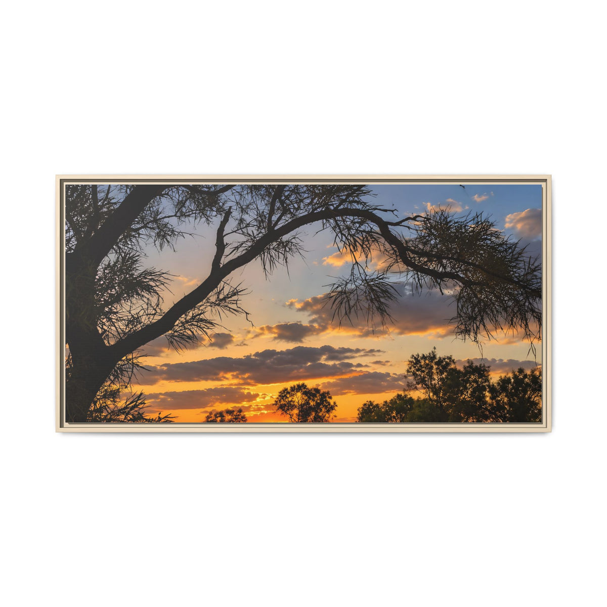 Sunset Silhouette Matte Canvas Print — Framed Landscape Wall Art